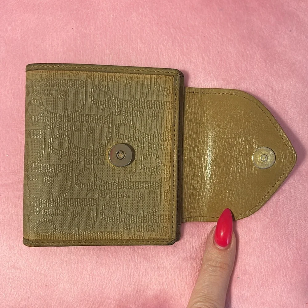 Christin Dior Tan Compact Wallet with wallet snap